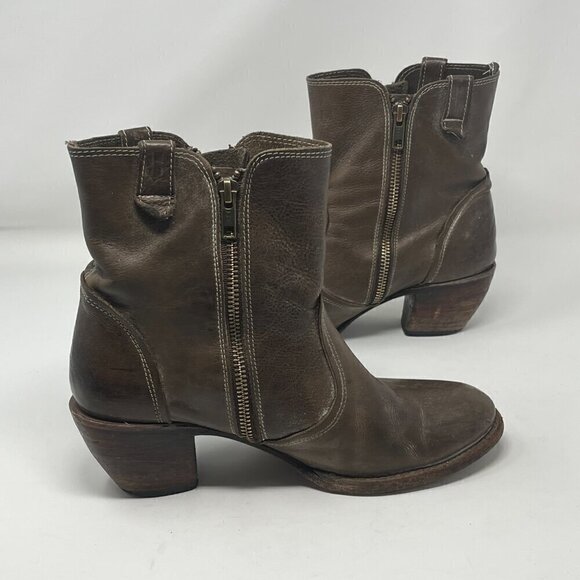 Freebird Austin double-zip leather ankle booties pre-worn 9 grey brown - Picture 7 of 15